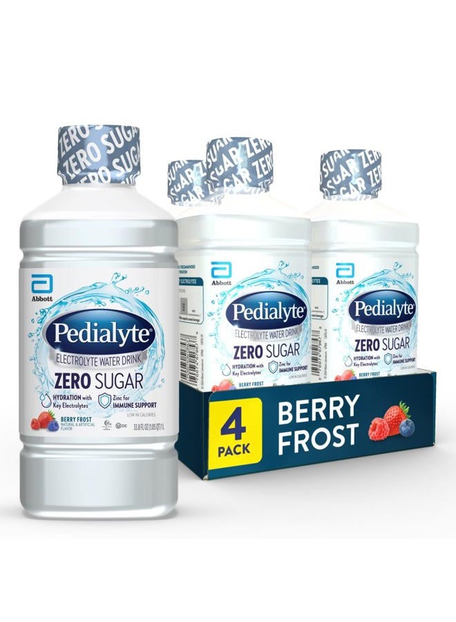 Pedialyte ماء إلكتروليتي مع صفر سكر | ترطيب مع إلكتروليتات رئيسية | ترطيب رائع منخفض السعرات الحرارية | توت مثلج، 1 لتر، عبوة من 4 - Image 1